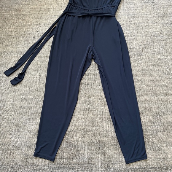 NWT Lauren by Ralph Lauren Keyhole belted slim jumpsuit SZ L Navy Sleek - Picture 4 of 10